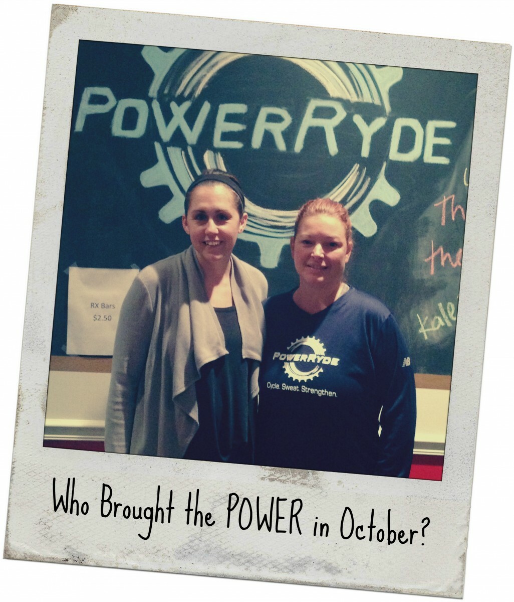Polaroid style picture of Kelly and Lena Mondy with 'Who Brought the POWER in 'October'?